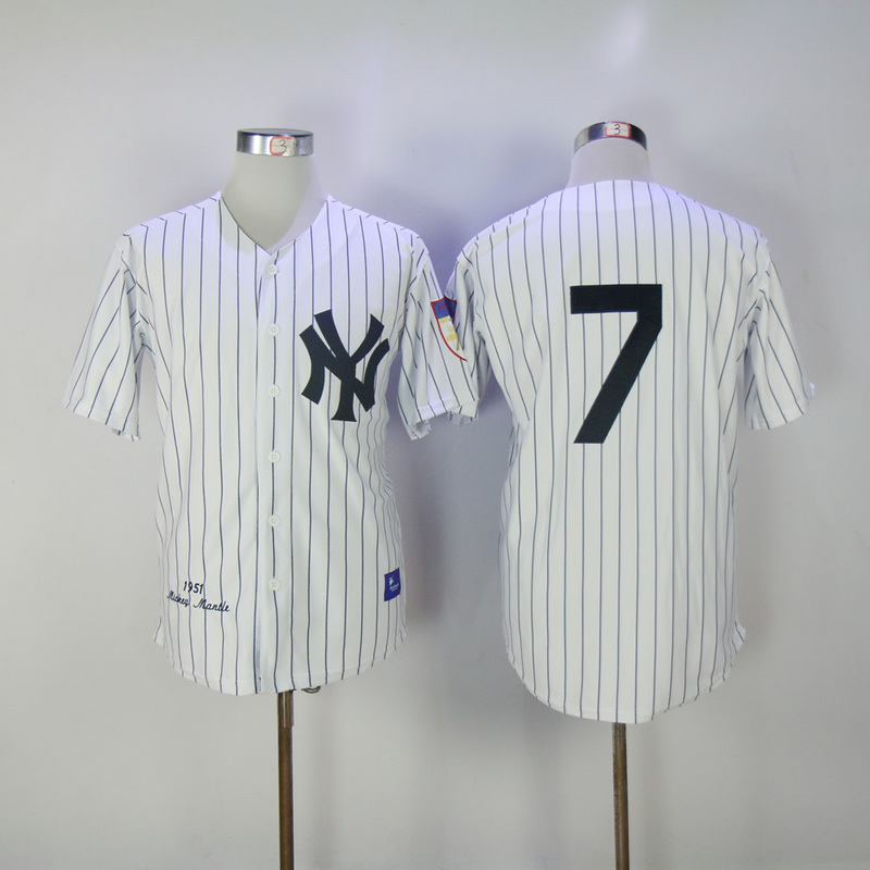 2017 MLB New York Yankees #7 no name White 1951 Throwback Jerseys->san francisco giants->MLB Jersey